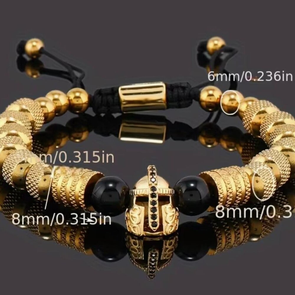NEW - ARMOR OF GOD HELMET OF SALVATION STUNNING STAINLESS-STEEL BRACELET - GOLD - Picture 4 of 5